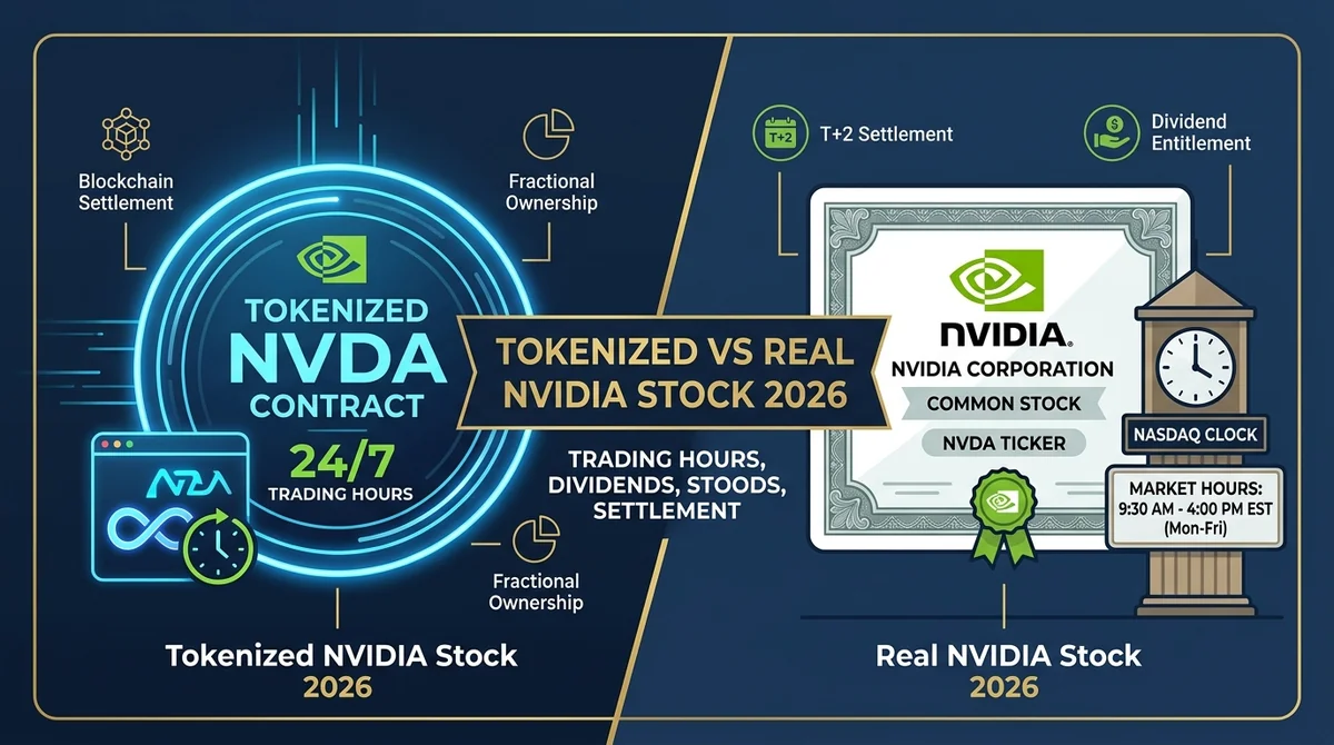 NVIDIA Tokenized Stock Contracts vs Real NVIDIA Stock 2026: Trading Hours, Dividends, and Settlement Comparison