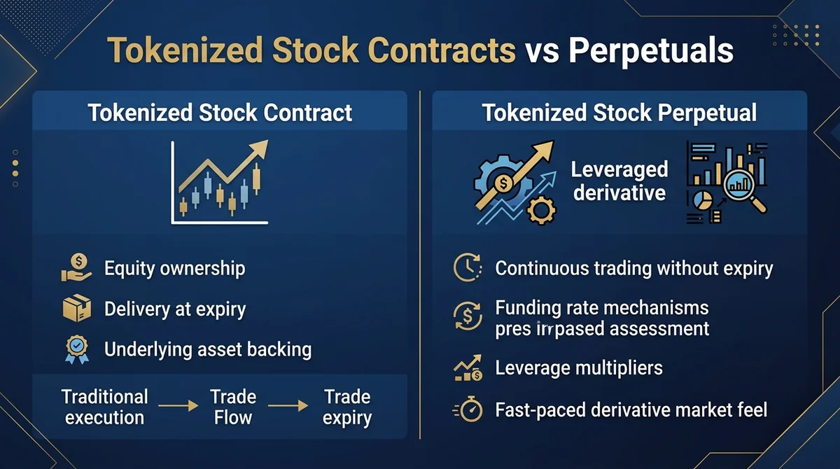 Tokenized Stock Contracts vs Tokenized Stock Perpetuals: Differences in Settlement, Dividends, and Leverage Funding Costs