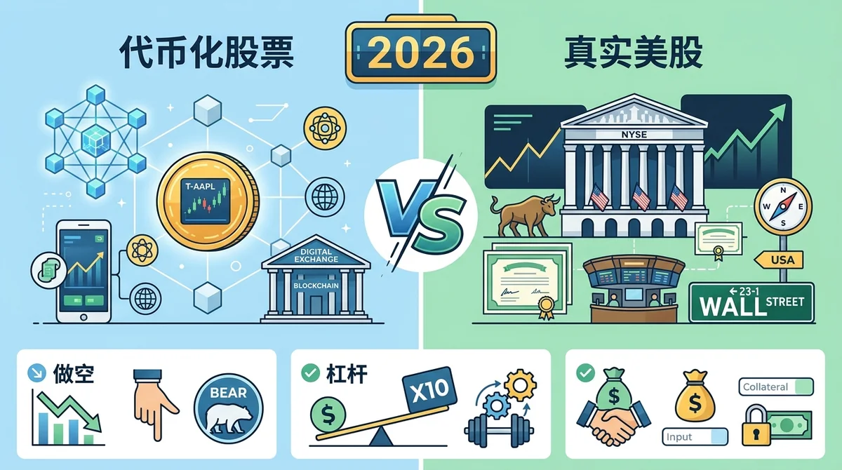 美股代币化股票 vs 真实美股：做空、杠杆与保证金交易机制对比 2026