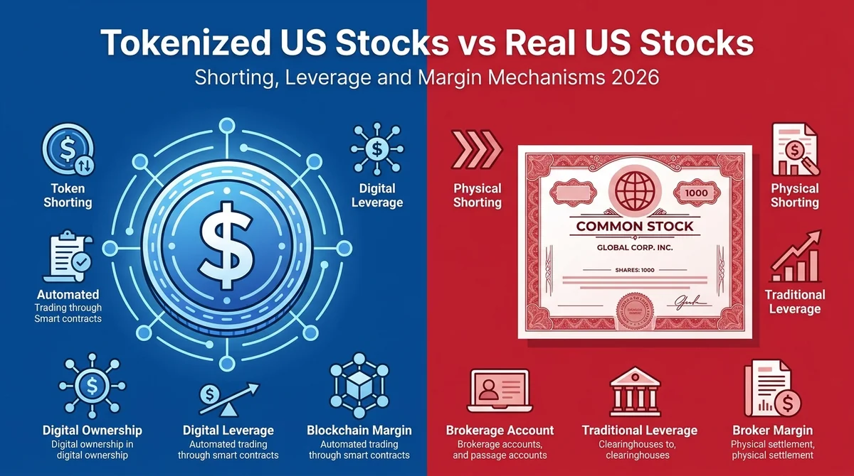 Tokenized US Stocks vs Real US Stocks: Shorting, Leverage, and Margin Trading Mechanisms Compared 2026