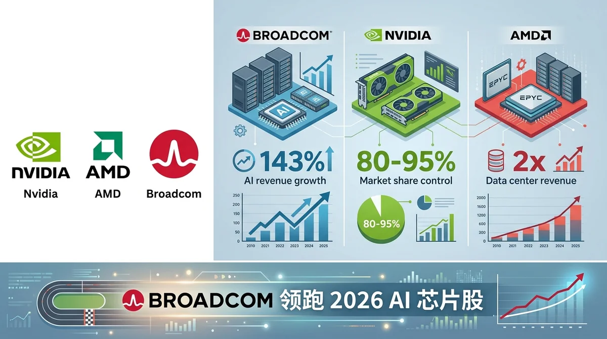 Nvidia vs AMD vs Broadcom：Broadcom 领跑 2026 AI 芯片股