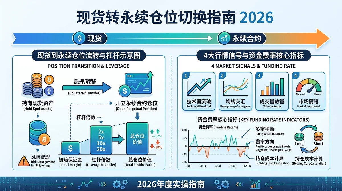 现货转永续仓位切换指南 2026：4大行情信号、资金费率损耗与平滑换仓实操