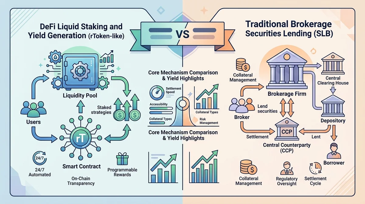rtoken vs 真实美股借贷与质押机制对比 2026：DeFi 协议生息 vs 传统券商证券借贷（SLB）