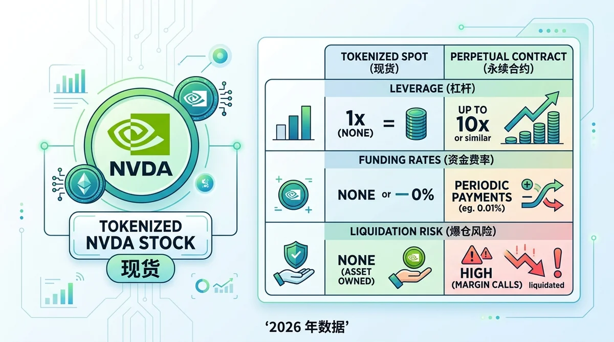 NVDA 代币化股票永续合约 vs 现货代币化股票：2026 年杠杆敞口与资金费率对比