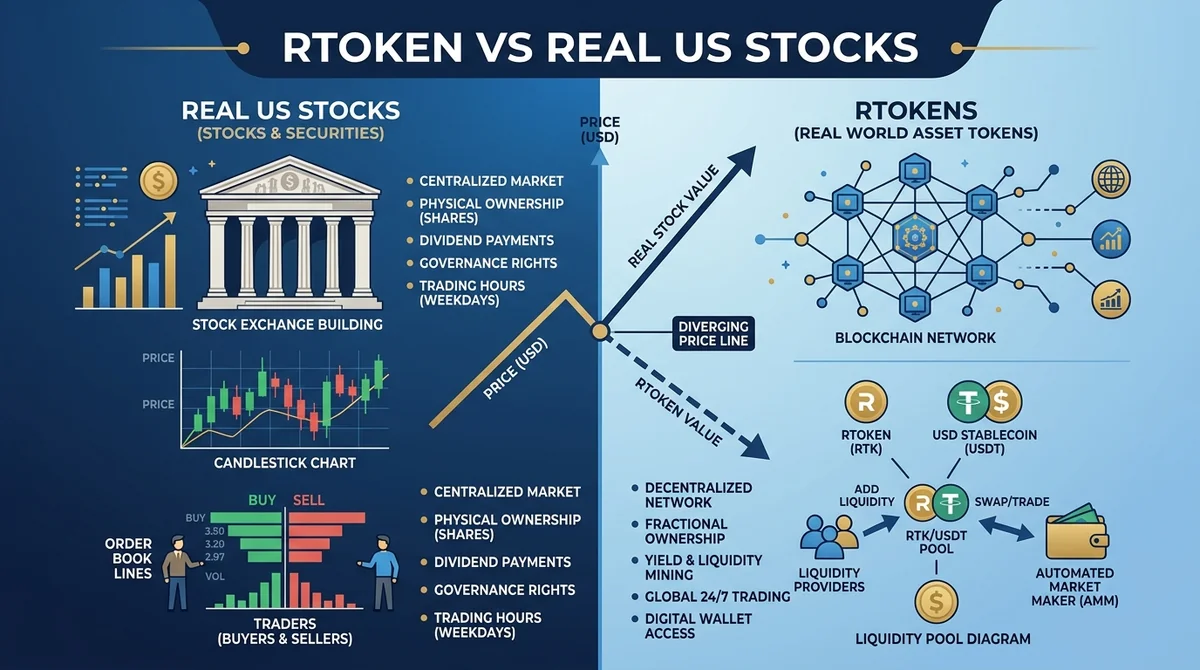 RToken vs Real US Stocks: Price Formation Mechanisms and Spread Arbitrage Compared (2026)