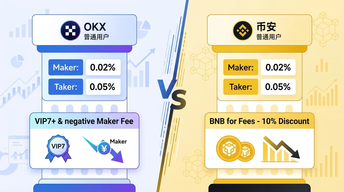 欧易与币安合约费率对比2026：负Maker返费与BNB抵扣分别适合谁