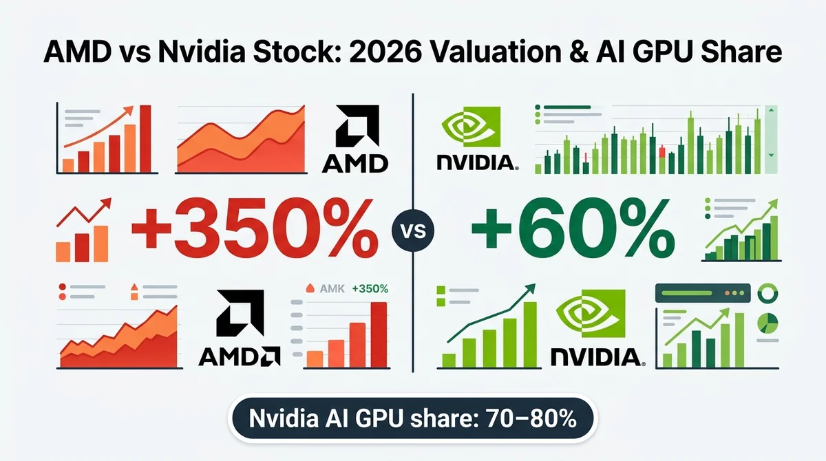 AMD vs Nvidia Stock: 2026 Valuation, AI GPU Share & Risk