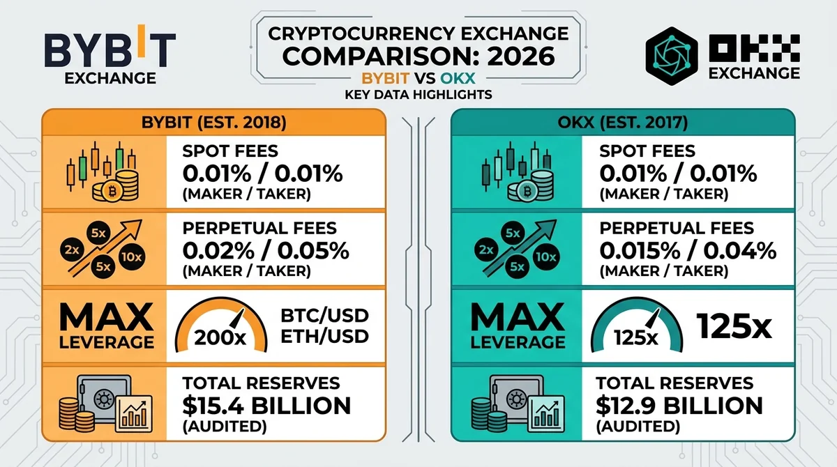 Bybit vs OKX 2026 现货与永续费率、杠杆及安全储备对比：普通用户成本与风控实算