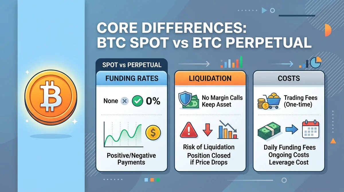 BTC 现货 vs BTC 永续 2026：资金费率、强平机制与交易成本差异
